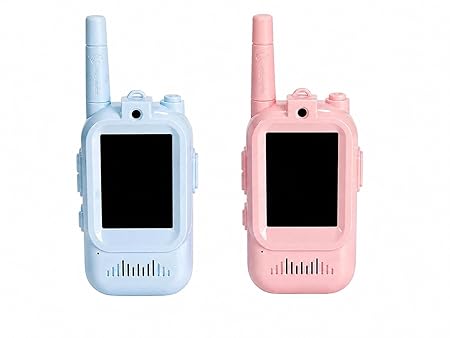 Kids Walkie Talkie Set of 2, Pink and Blue, Two-Way Communication, Built-in Flashlight, Rechargeable Battery, for Ages 3 and Above