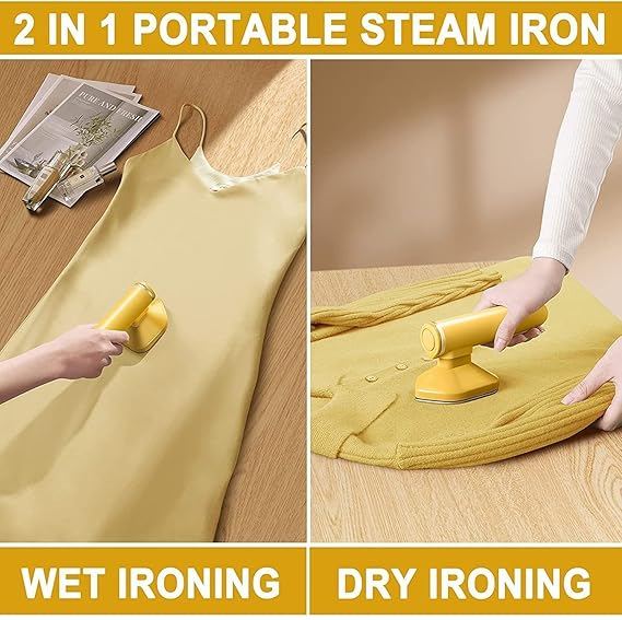 Portable Clothes Steam Iron with Strong Mist Spray, Mini Garment Steamer, Dry & Steam Ironing