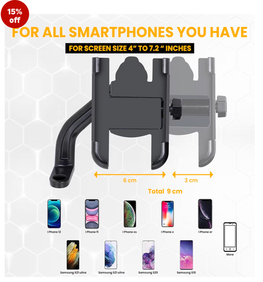 B40 Bike Mobile Holder or Phone Holder, Mobile Mount for
Bike - 360° Rotation, One-Click Lock, Anti-Shake Grip-
Aluminium Body,