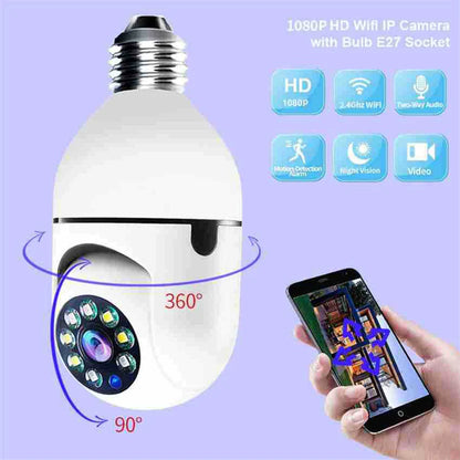 Wi-Fi CCTV Camera E27 MODEL1080p Wireless PTZ Bulb Shape V380 Pro
