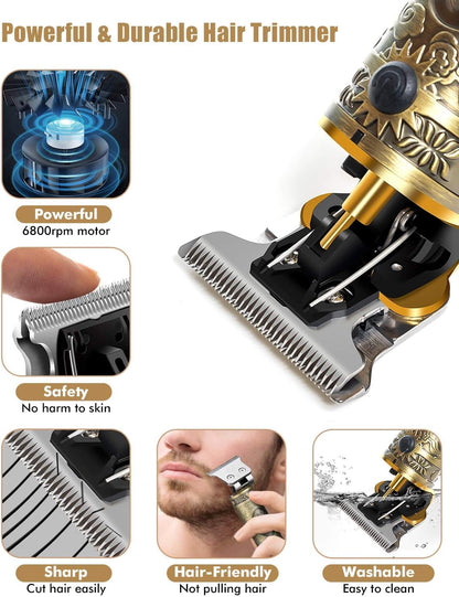 Vintage T9 Trimmer with Buddha Engraving, Digital Display, Charging Indicator