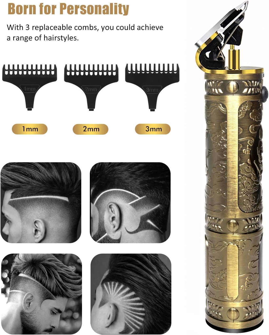 Vintage T9 Trimmer with Buddha Engraving, Digital Display, Charging Indicator