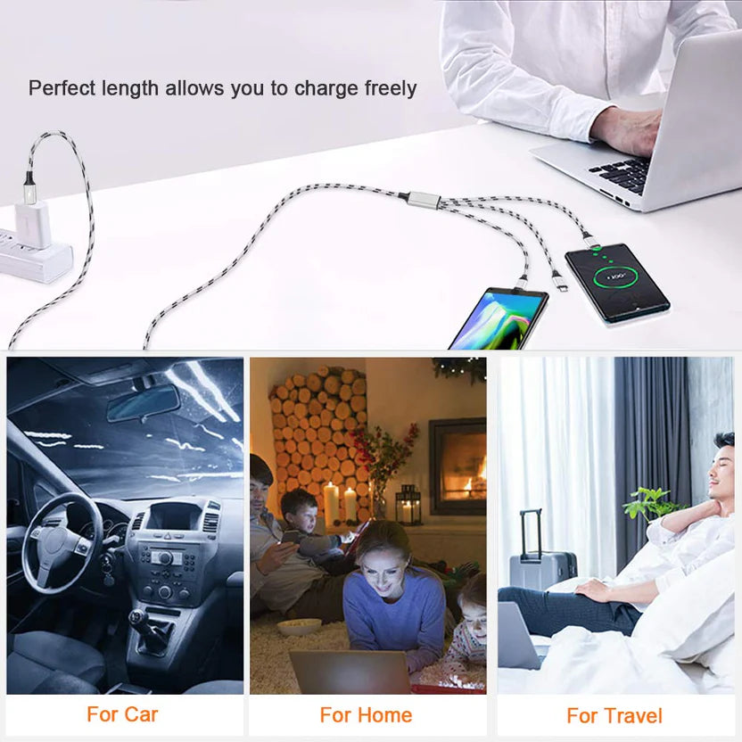 3 in 1 cloth cable