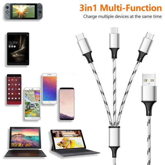 3 in 1 cloth cable