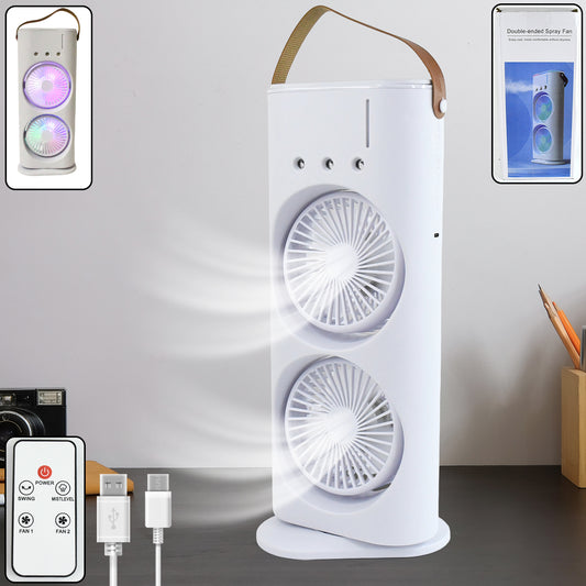 Double-Headed Spray Air Cooler Fan  Portable USB AC