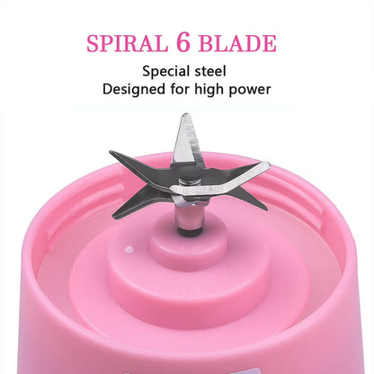 Portable Blender Cup - Electric Usb Juicer Blender for Smoothies and Shakes, 380ml, Pink by Gir Farmer