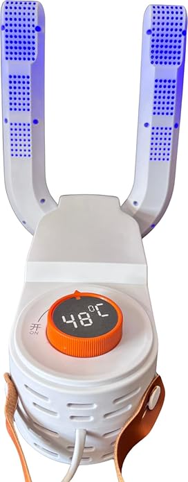 Electric shoe dryer with a timer and temperature control.