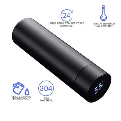 LAVI Black LED Temperature Display with Smart Vacuum Insulated Flask Bottle(Pack of 1)