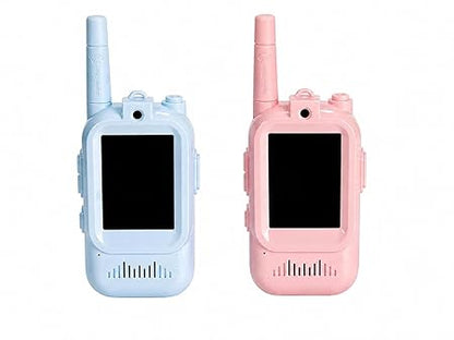 Kids Walkie Talkie Set of 2, Pink and Blue, Two-Way Communication, Built-in Flashlight, Rechargeable Battery, for Ages 3 and Above