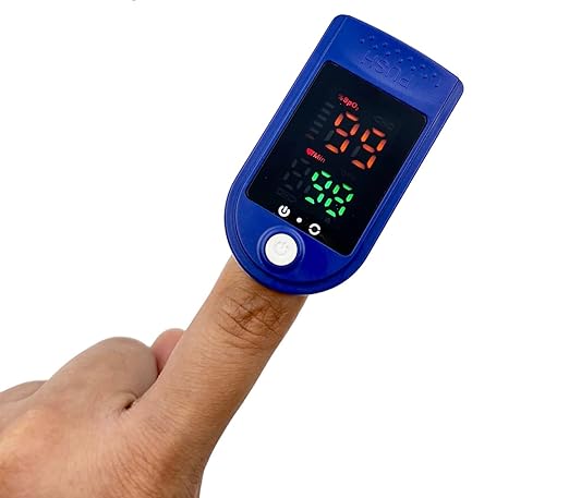 Digital Fingertip Pulse Oximeter, LED Display with SpO2 and Pulse Rate Monitor, Blue and White A5