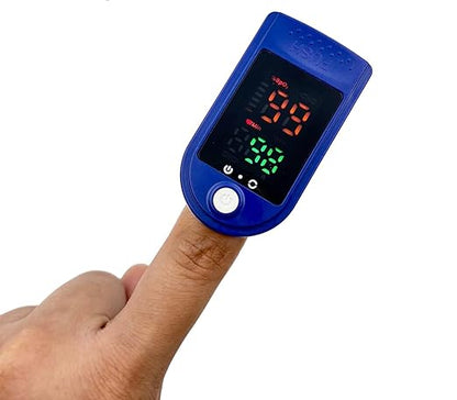 Digital Fingertip Pulse Oximeter, LED Display with SpO2 and Pulse Rate Monitor, Blue and White A5