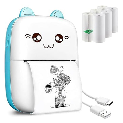 Mini Bluetooth Printer for Kids| Durable, Portable & Safe| Kitty Themed Thermal Printer