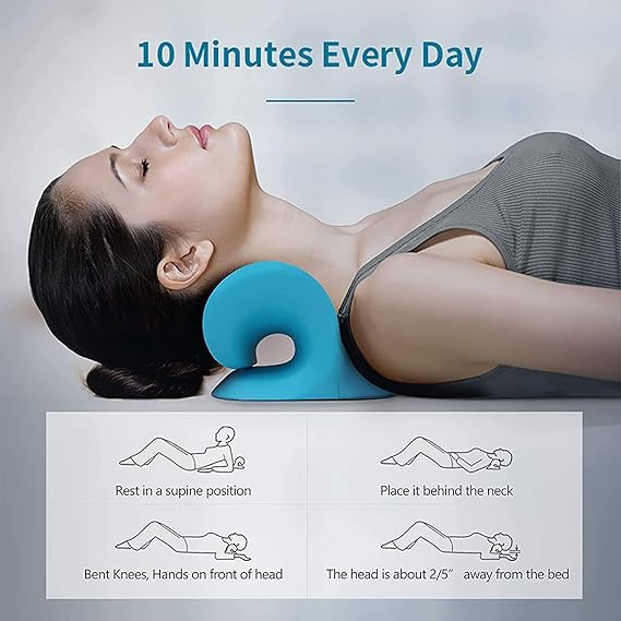 Neck and Shoulder Relaxer Cervical Traction Device Neck Stretcher Pillow, Posture Corrector for Women & Men,