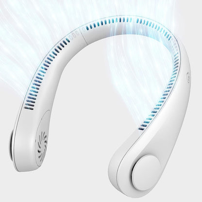 Portable Neck Fan Bladeless Wearable Cooling Fan 360° Airflow Hair-Safe Hanging Design 3-Speed Adjustable Rechargeable 4000mAh