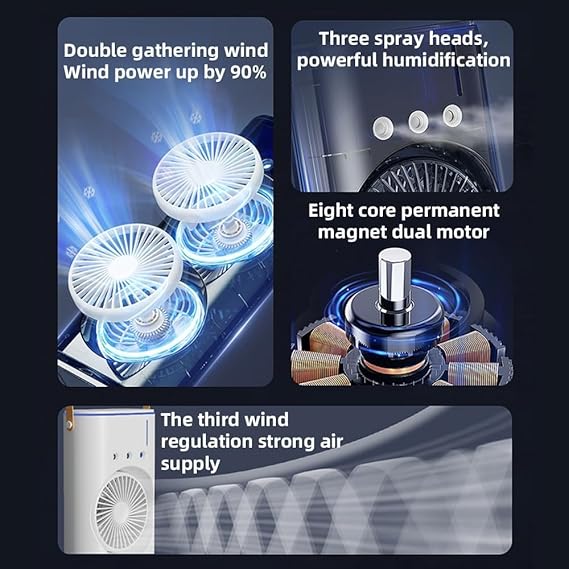 Double-Headed Spray Air Cooler Fan  Portable USB AC