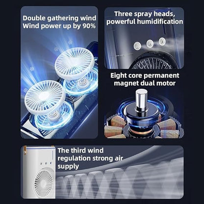 Double-Headed Spray Air Cooler Fan  Portable USB AC