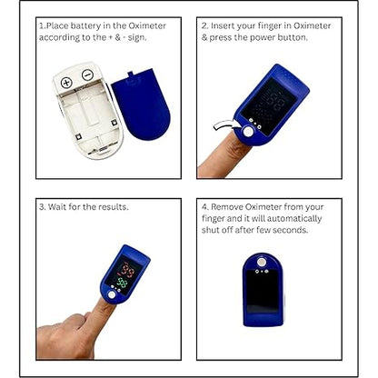 Digital Fingertip Pulse Oximeter, LED Display with SpO2 and Pulse Rate Monitor, Blue and White A5