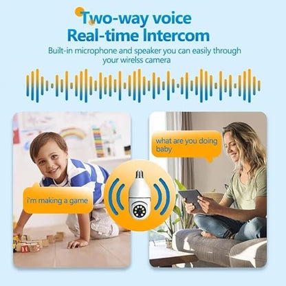 Wi-Fi CCTV Camera E27 MODEL1080p Wireless PTZ Bulb Shape V380 Pro