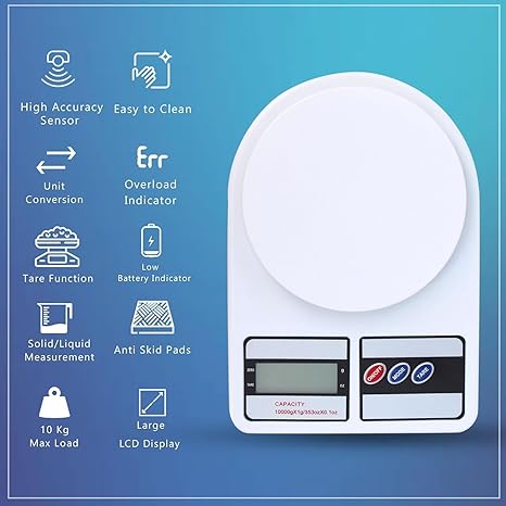 Seema Digital Kitchen Weighing Scale with LCD Display for Cooking & Baking (Pack of 1) Weighing Scale (White)