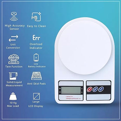 Seema Digital Kitchen Weighing Scale with LCD Display for Cooking & Baking (Pack of 1) Weighing Scale (White)