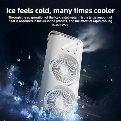 Double-Headed Spray Air Cooler Fan  Portable USB AC