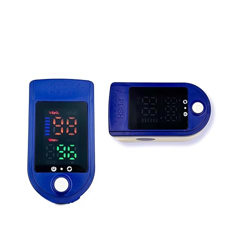Digital Fingertip Pulse Oximeter, LED Display with SpO2 and Pulse Rate Monitor, Blue and White A5