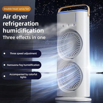 Double-Headed Spray Air Cooler Fan  Portable USB AC