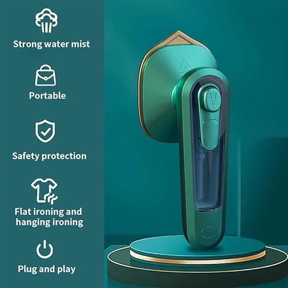 Portable Clothes Steam Iron with Strong Mist Spray, Mini Garment Steamer, Dry & Steam Ironing