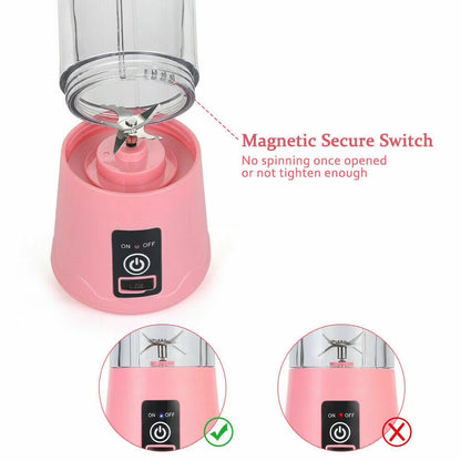 Portable Blender Cup - Electric Usb Juicer Blender for Smoothies and Shakes, 380ml, Pink by Gir Farmer