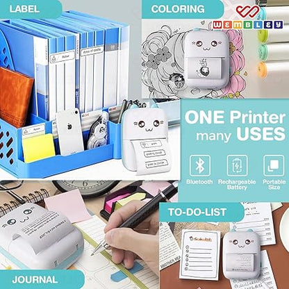 Mini Bluetooth Printer for Kids| Durable, Portable & Safe| Kitty Themed Thermal Printer
