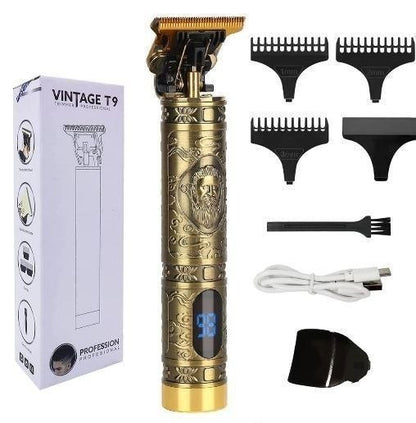 Vintage T9 Trimmer with Buddha Engraving, Digital Display, Charging Indicator