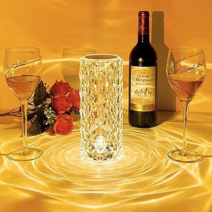 Rose Crystal Diamond LED Table Lamp – 16 Color Changing Touch Bedside Night Light with Remote