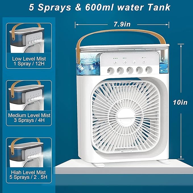 Portable Air Cooler Fan with Water Tank & USB Power