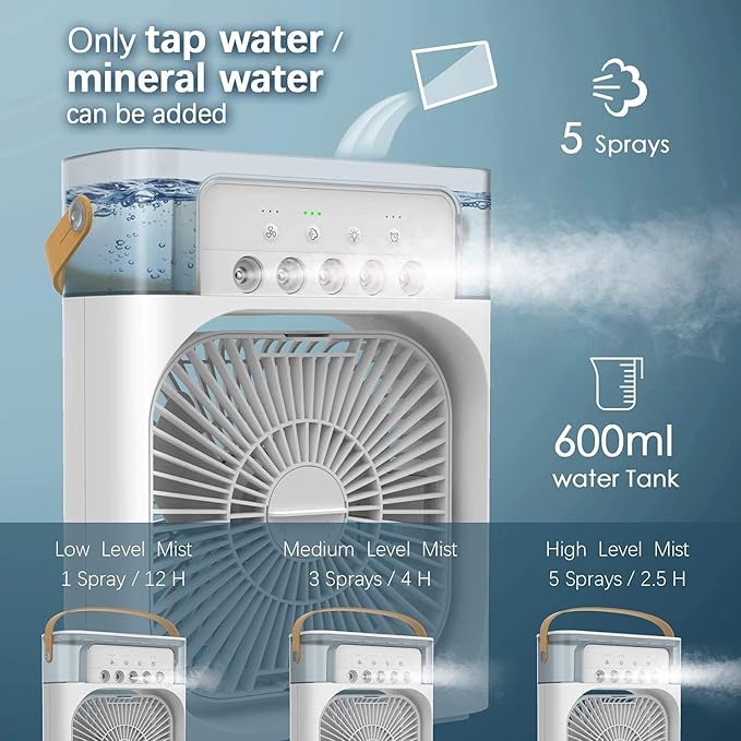 Portable Air Cooler Fan with Water Tank & USB Power