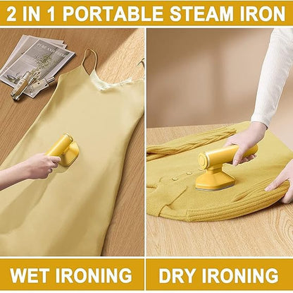 Portable Clothes Steam Iron with Strong Mist Spray, Mini Garment Steamer, Dry & Steam Ironing
