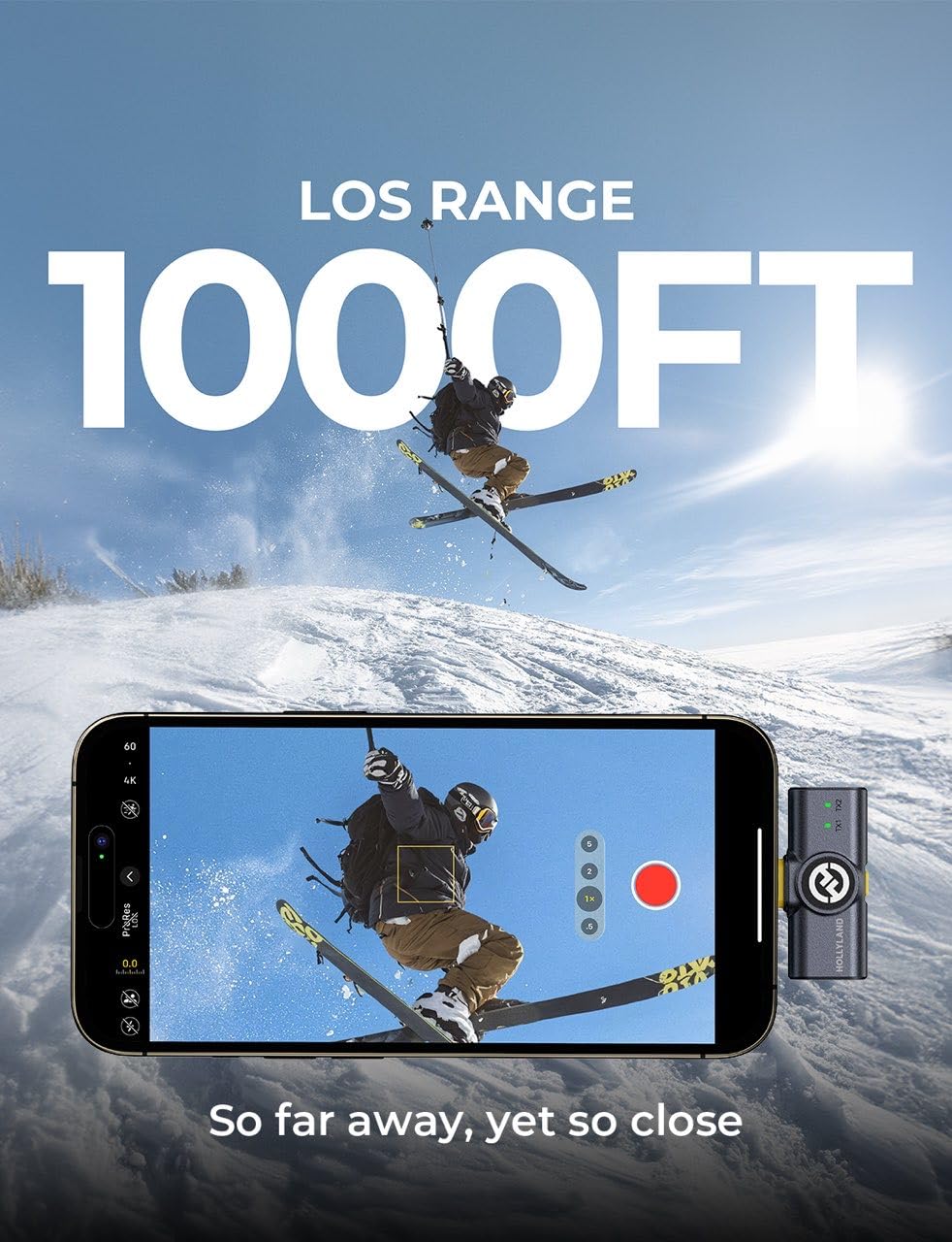 Hollyland Lark M2 Wireless Microphone for iPhone15/16 & Androids, Mini Microphone, 1000ft Range, Hi-Fi Audio, Noise Cancelling