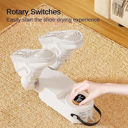 Electric shoe dryer with a timer and temperature control.
