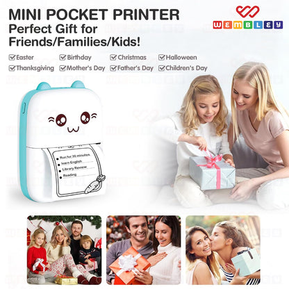 Mini Bluetooth Printer for Kids| Durable, Portable & Safe| Kitty Themed Thermal Printer