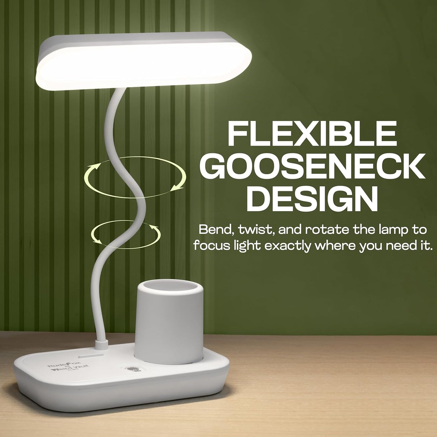 WEIRD WOLF Rechargeable Study Table Lamp for Study Room | 3 Color Modes & Adjustable Brightness
