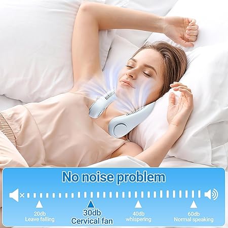 Portable Neck Fan Bladeless Wearable Cooling Fan 360° Airflow Hair-Safe Hanging Design 3-Speed Adjustable Rechargeable 4000mAh