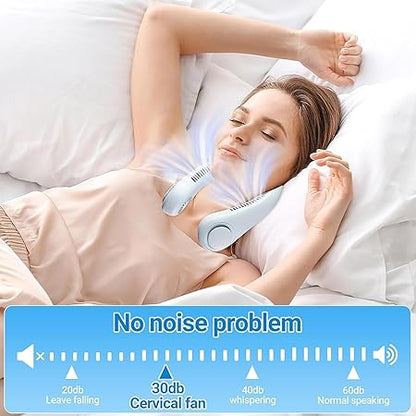 Portable Neck Fan Bladeless Wearable Cooling Fan 360° Airflow Hair-Safe Hanging Design 3-Speed Adjustable Rechargeable 4000mAh