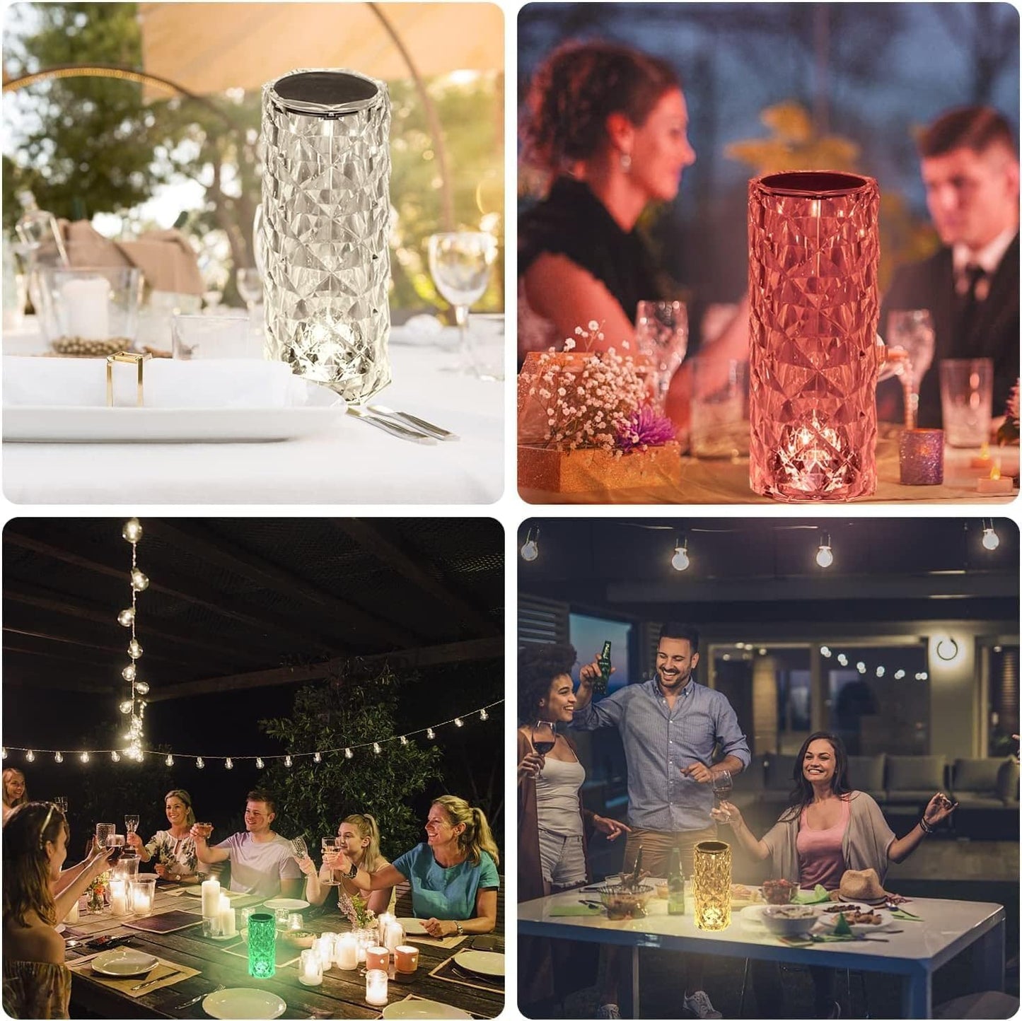Rose Crystal Diamond LED Table Lamp – 16 Color Changing Touch Bedside Night Light with Remote
