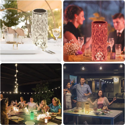 Rose Crystal Diamond LED Table Lamp – 16 Color Changing Touch Bedside Night Light with Remote