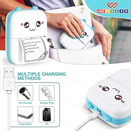 Mini Bluetooth Printer for Kids| Durable, Portable & Safe| Kitty Themed Thermal Printer