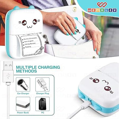Mini Bluetooth Printer for Kids| Durable, Portable & Safe| Kitty Themed Thermal Printer