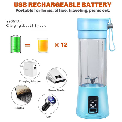 Portable Blender Cup - Electric Usb Juicer Blender for Smoothies and Shakes, 380ml, Pink by Gir Farmer