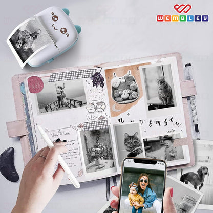 Mini Bluetooth Printer for Kids| Durable, Portable & Safe| Kitty Themed Thermal Printer