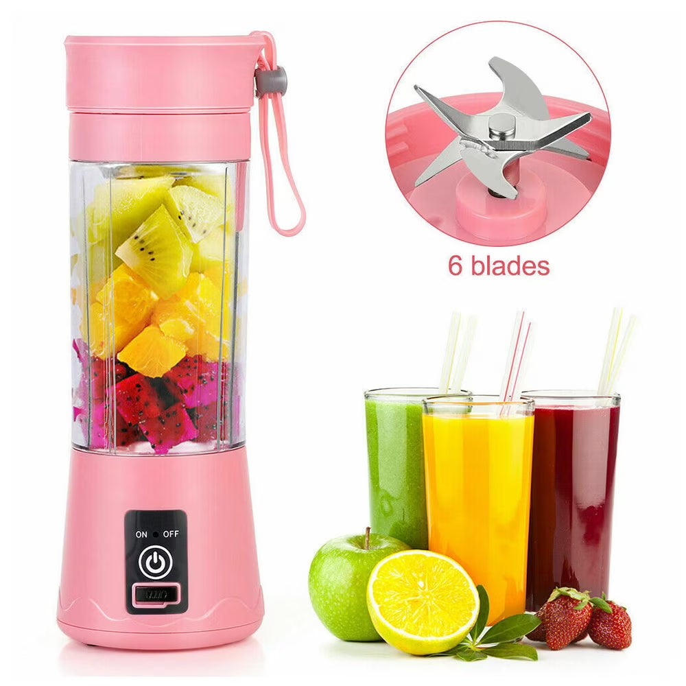 Portable Blender Cup - Electric Usb Juicer Blender for Smoothies and Shakes, 380ml, Pink by Gir Farmer