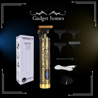 Vintage T9 Trimmer with Buddha Engraving, Digital Display, Charging Indicator
