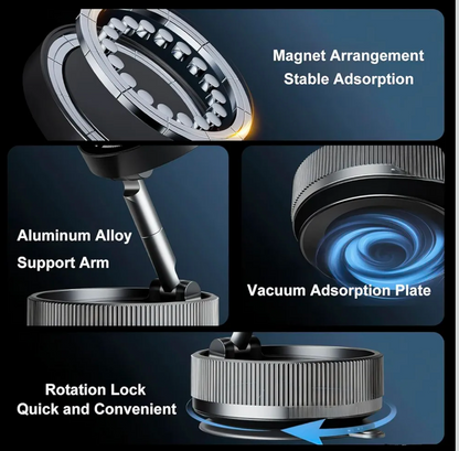 Gadget Hero's Vacuum Suction Magnetic Bracket K007, 2025 New 360° Rotatable 180° Foldable Magnetic Phone Holder